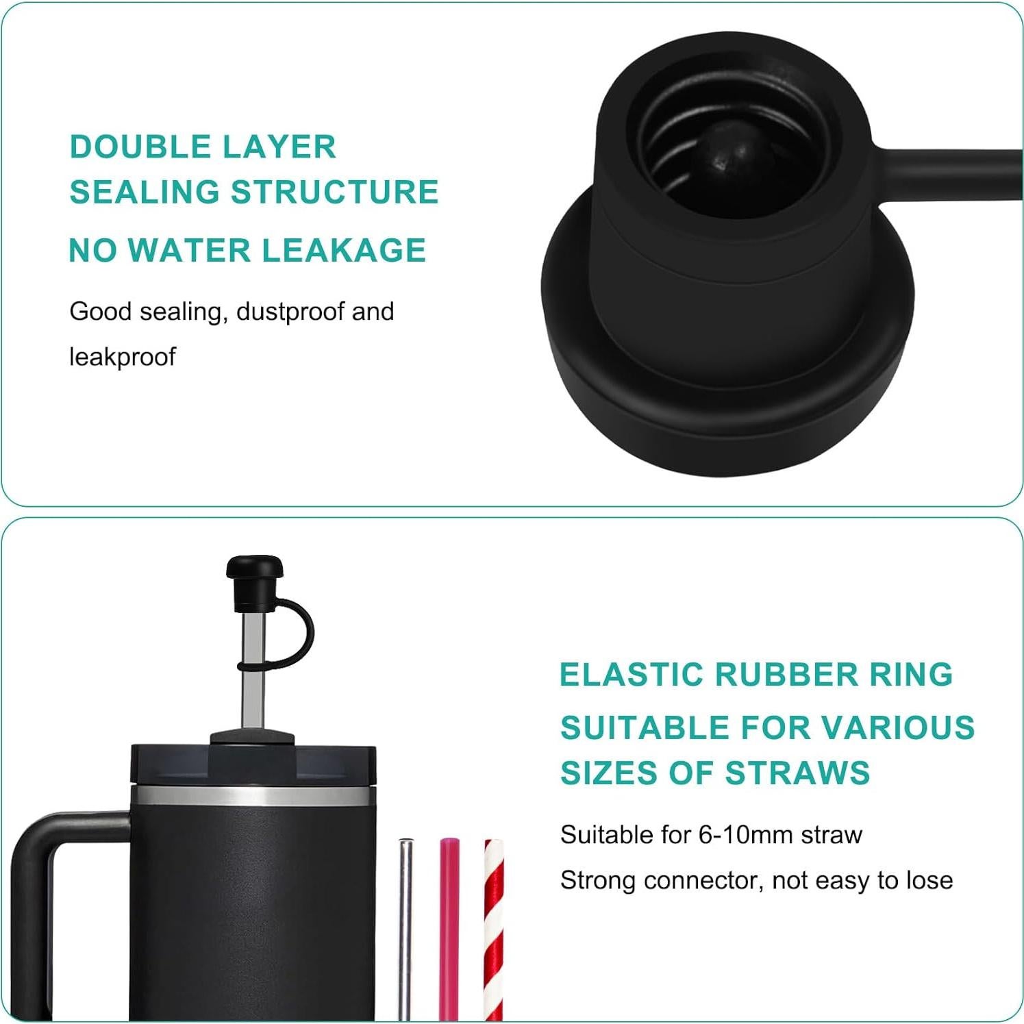 Paquete de 6 Tapas Ajustables de Silicona Cfyouend - Negro