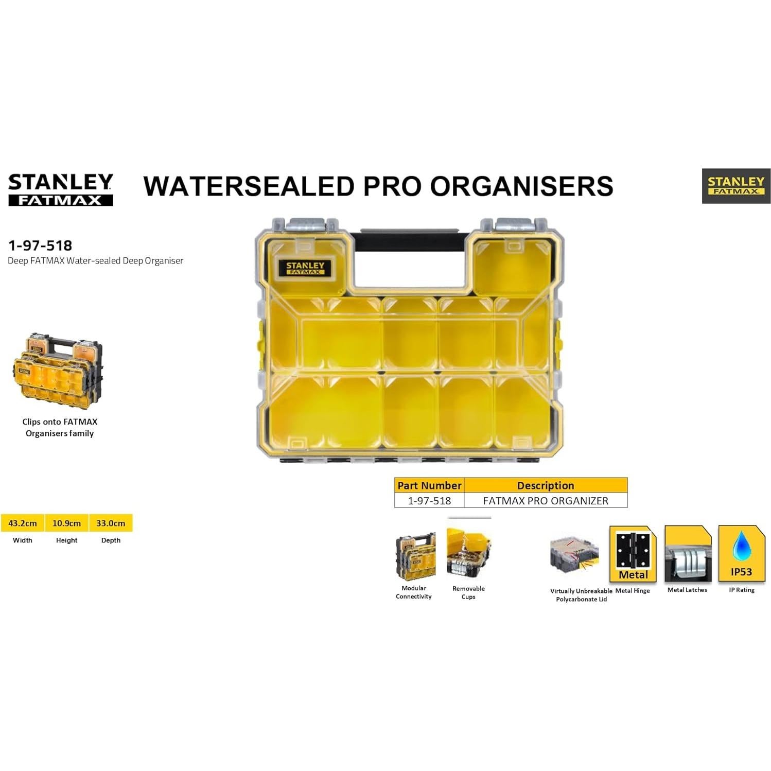 Organizador de Herramientas STANLEY FATMAX 10 Compartimentos