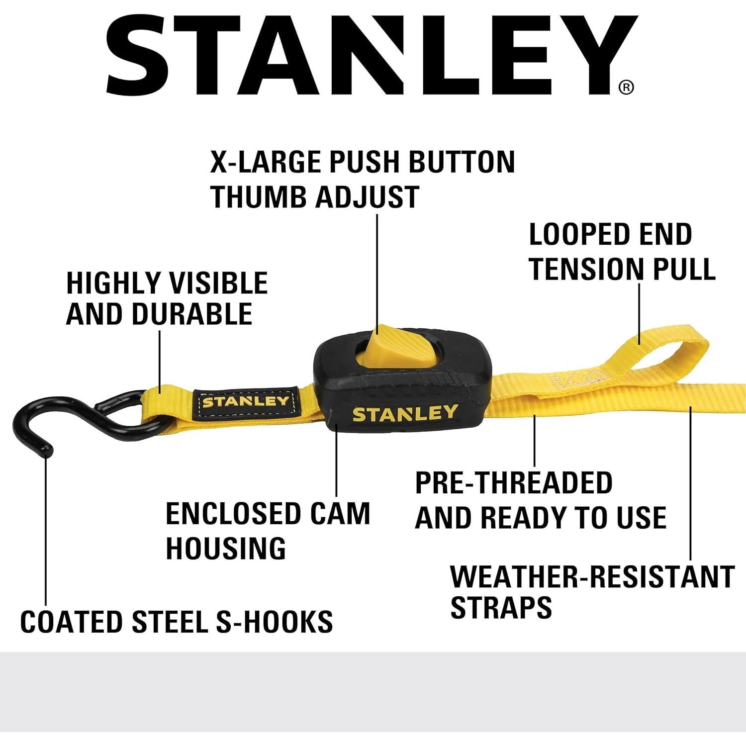 Correas de Amarre STANLEY S2001 1" x 3.05m 400kg Carga 2 Piezas