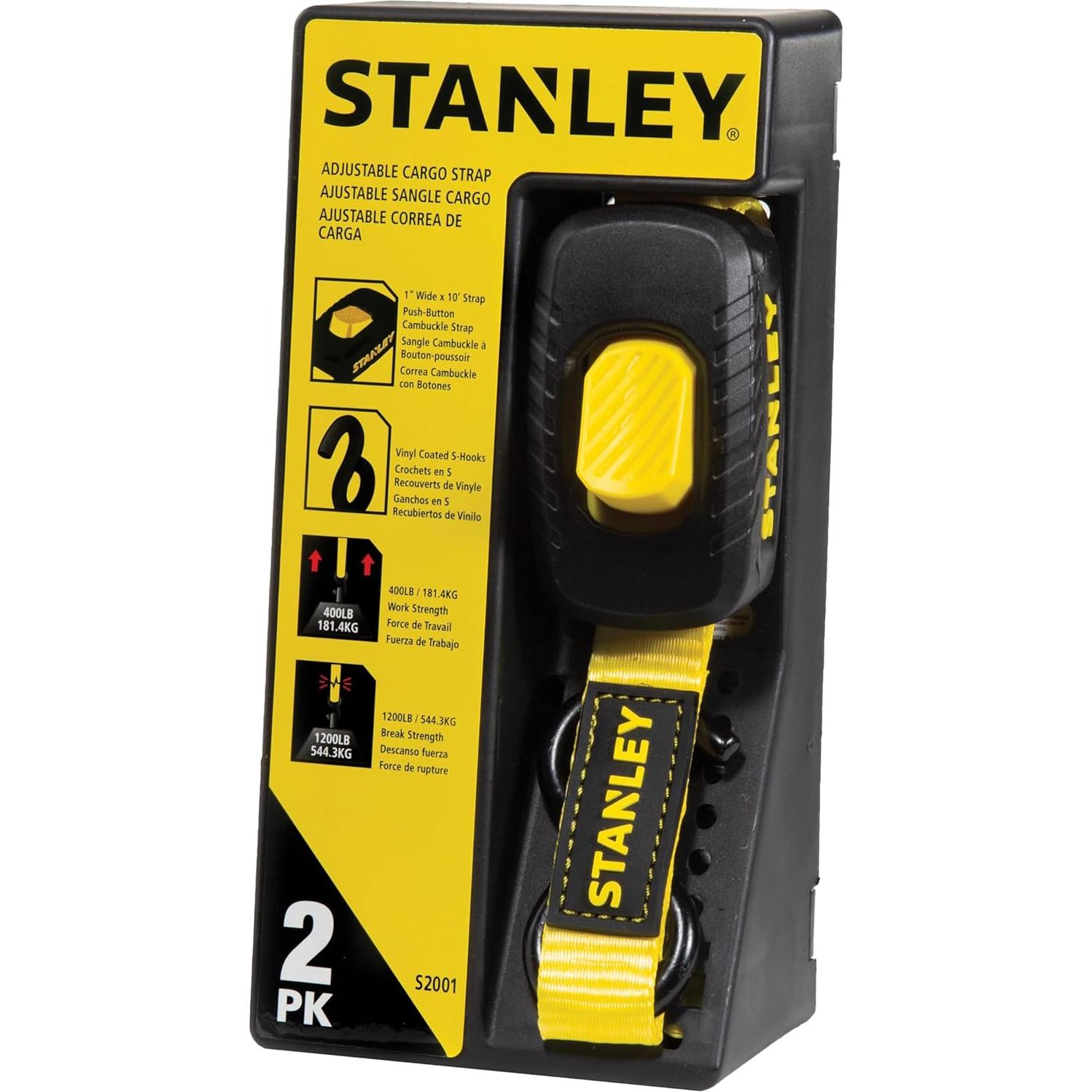 Correas de Amarre STANLEY S2001 1" x 3.05m 400kg Carga 2 Piezas