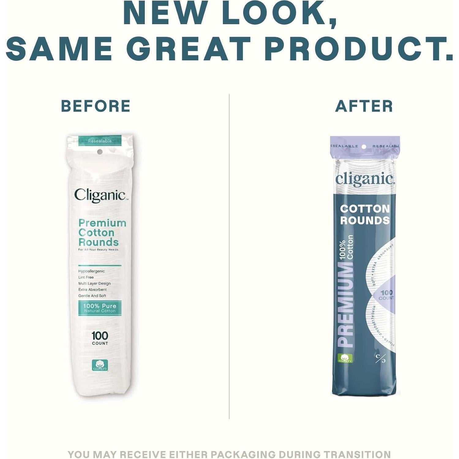 Rondas de Algodón Cliganic 300 Unidades Hipoalergénicas