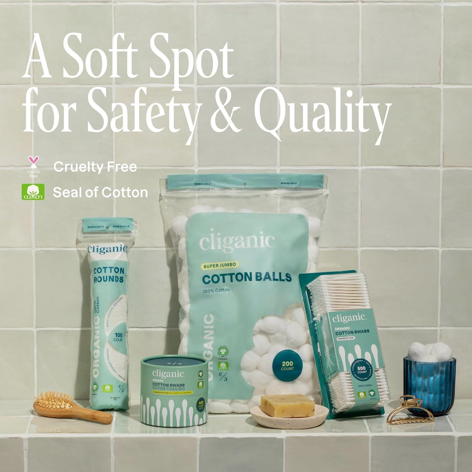 Rondas de Algodón Cliganic 300 Unidades Hipoalergénicas