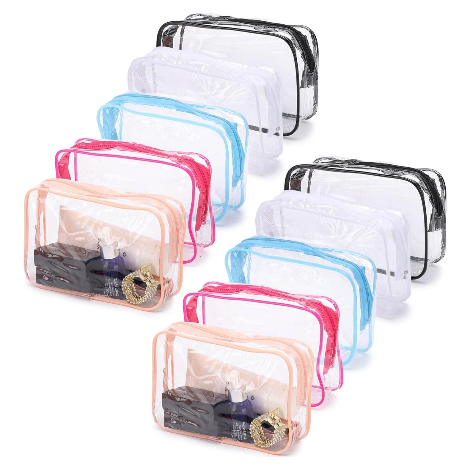 10 Bolsas Cosméticas Transparentes Tbestmax Portátiles 19x10 cm