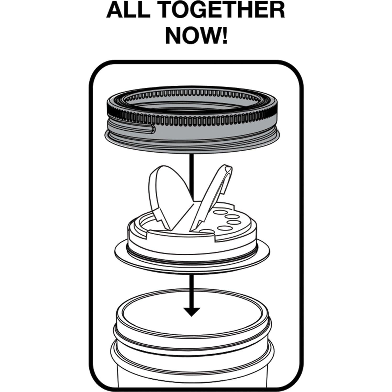 Tapa de Especias Jarware para Tarros Mason Boca Regular, Set de 2