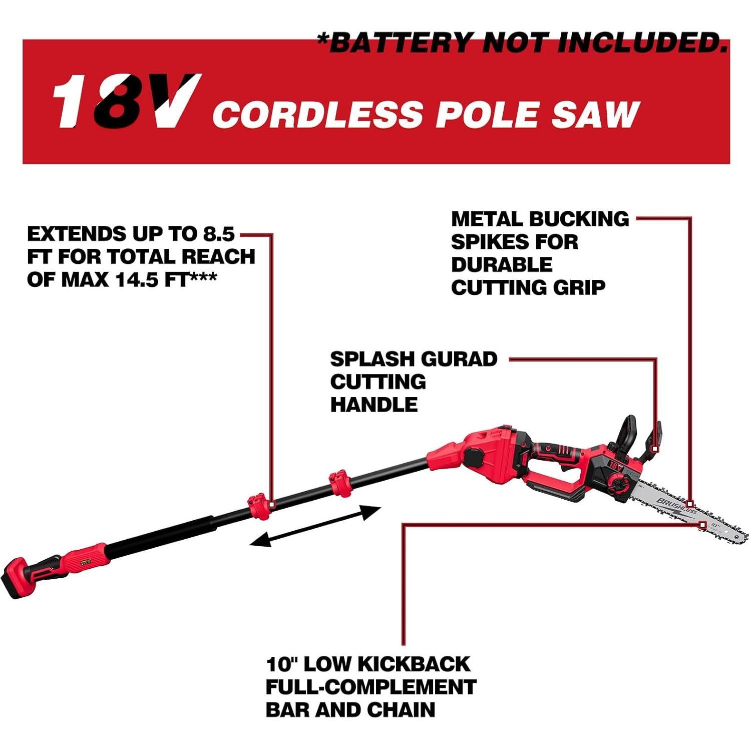 Sierra de Poste Inalámbrica 2-en-1 EVOIRON 10" con Motosierra
