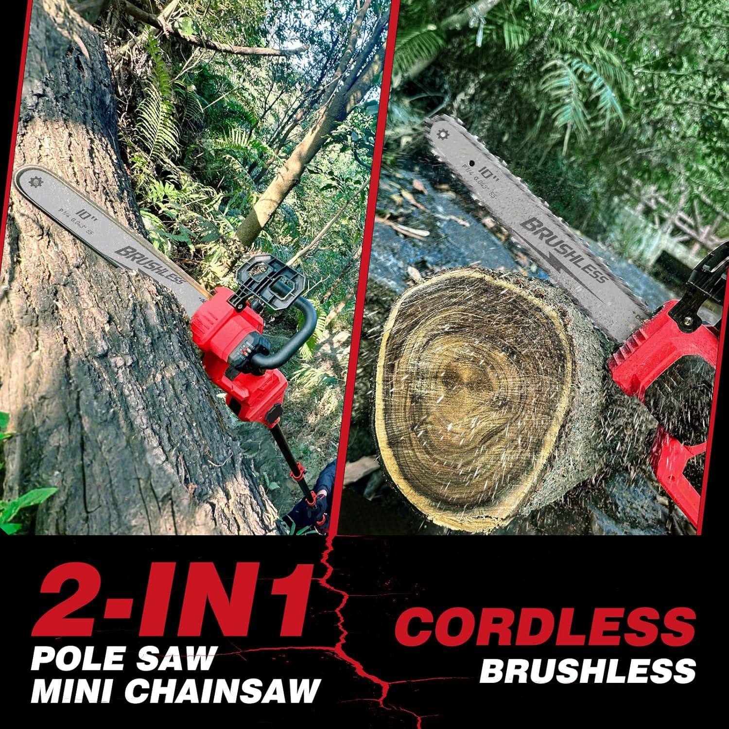 Sierra de Poste Inalámbrica 2-en-1 EVOIRON 10" con Motosierra