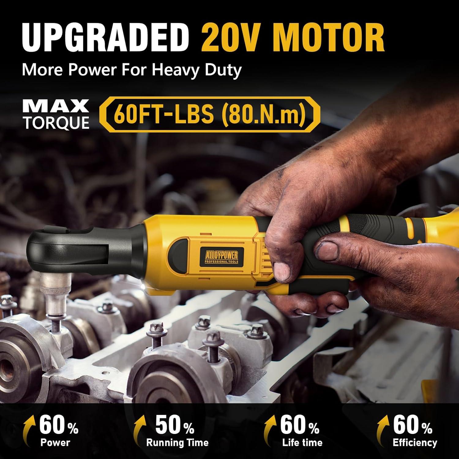 Llave de Carraca Inalámbrica 20V ALLOY POWER 3/8" 80Nm