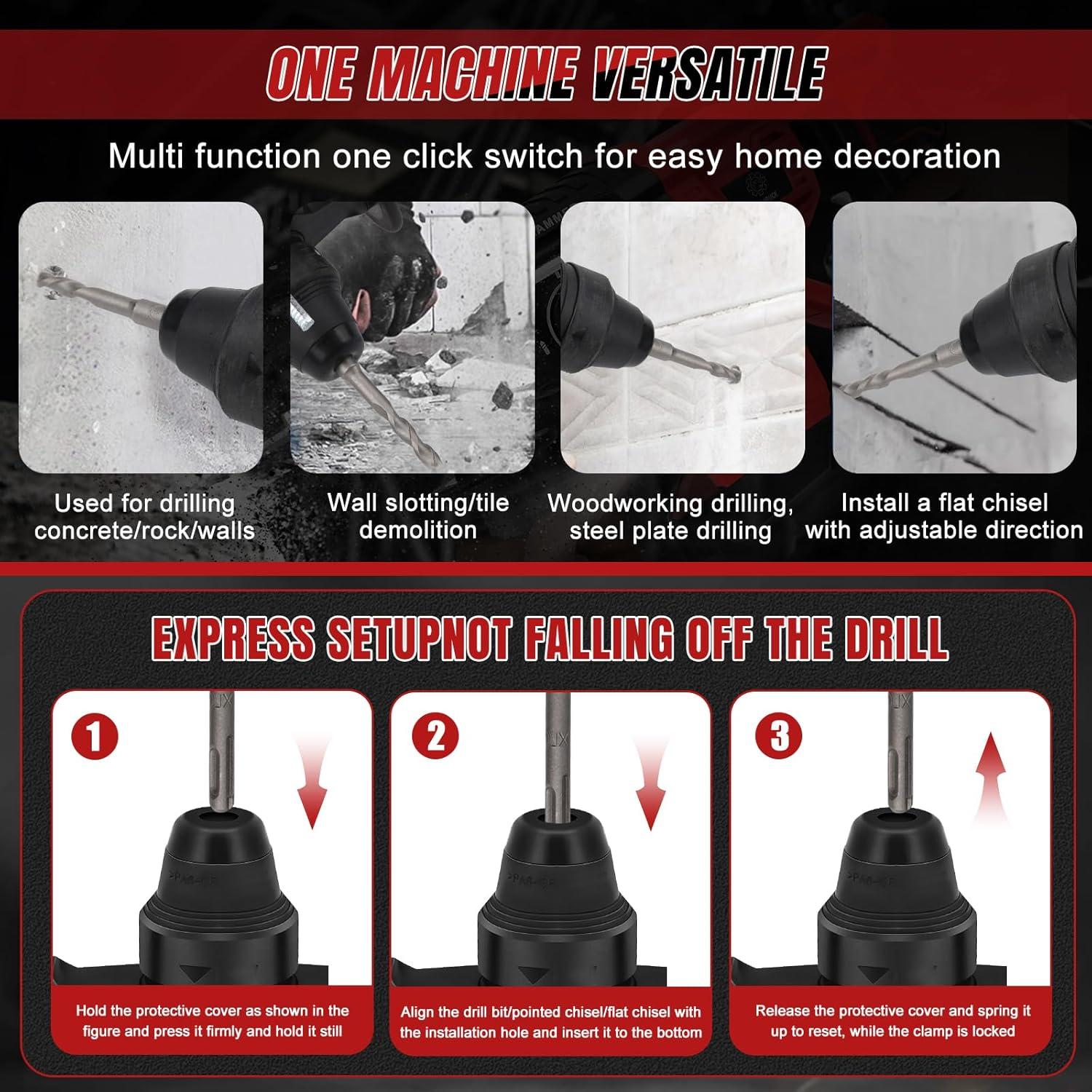 Taladro de Martillo Rotativo Inalámbrico LEZZYRUCK 18V 1600 RPM