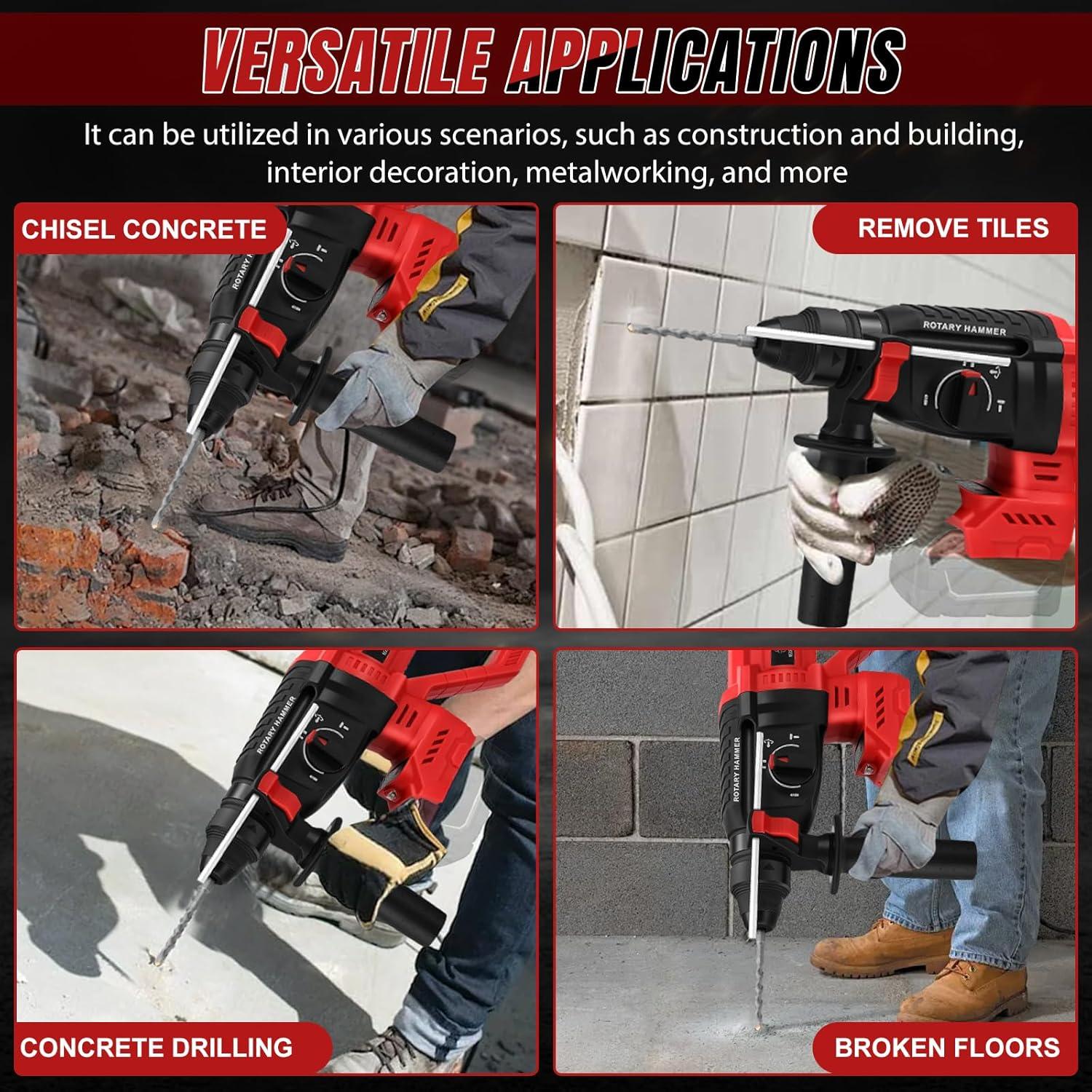 Taladro de Martillo Rotativo Inalámbrico LEZZYRUCK 18V 1600 RPM