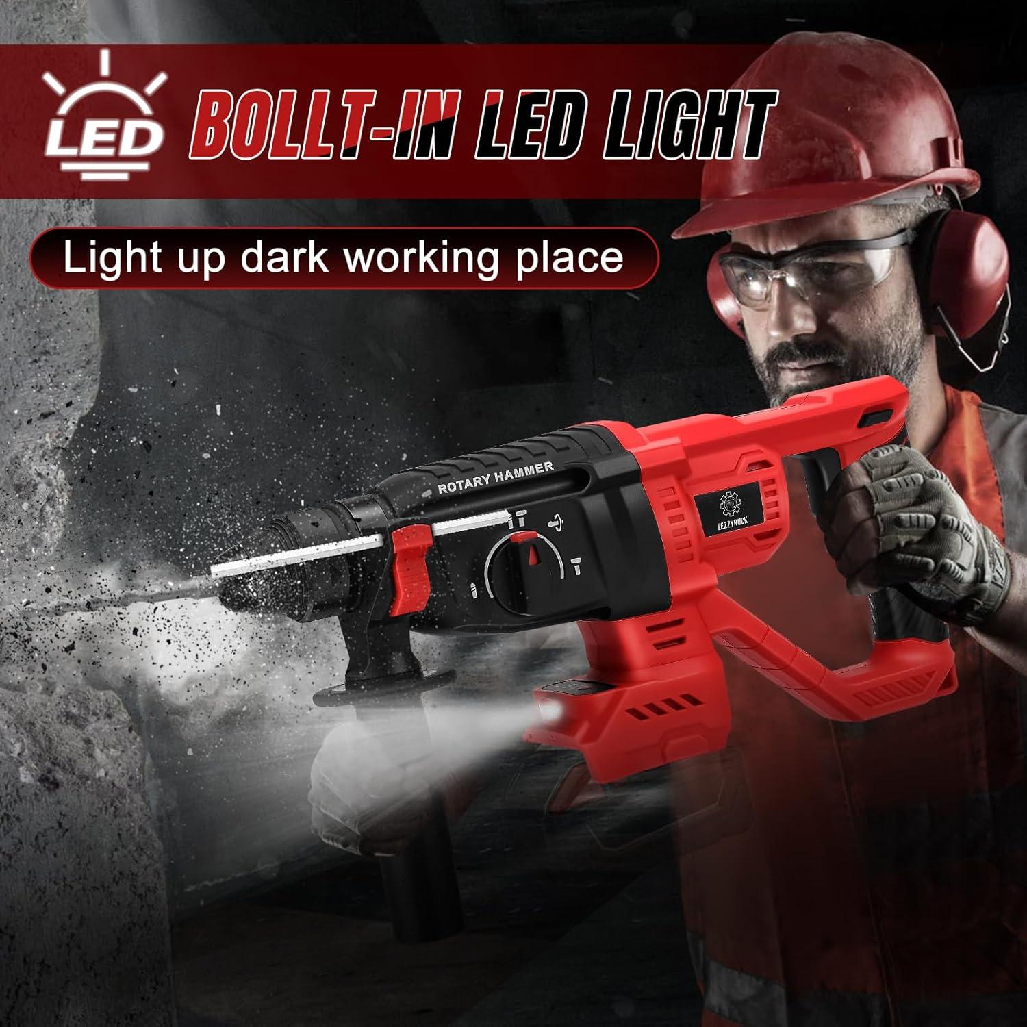 Taladro de Martillo Rotativo Inalámbrico LEZZYRUCK 18V 1600 RPM