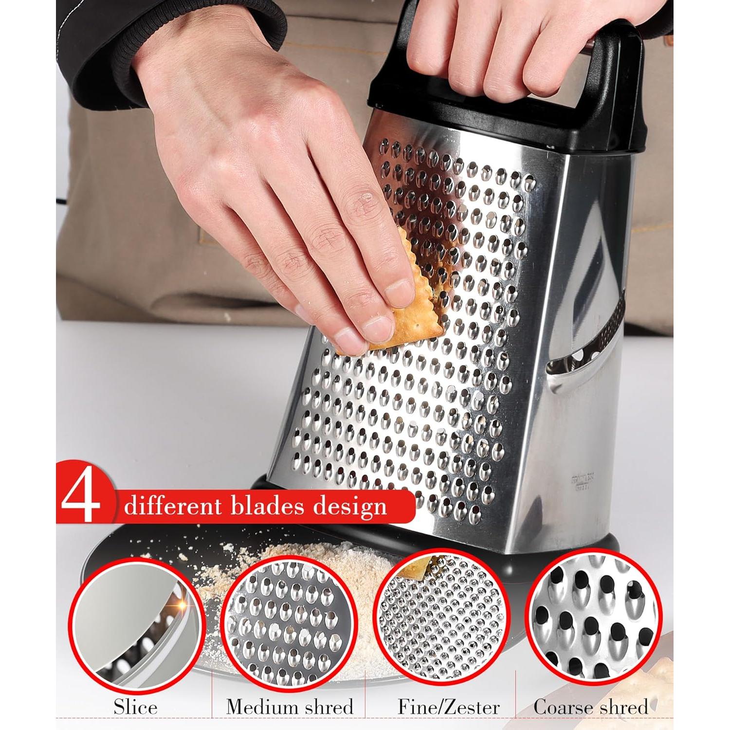 Rallador de Queso Ourokhome 4 en 1 Acero Inoxidable Negro