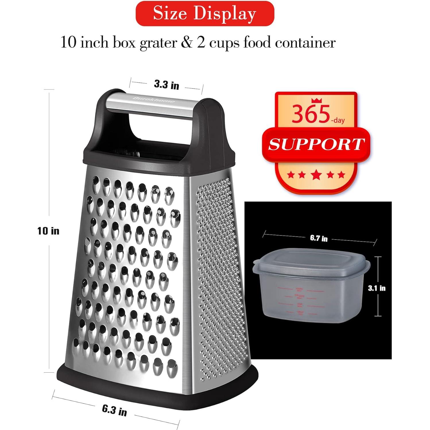 Rallador de Queso Ourokhome 4 en 1 Acero Inoxidable Negro