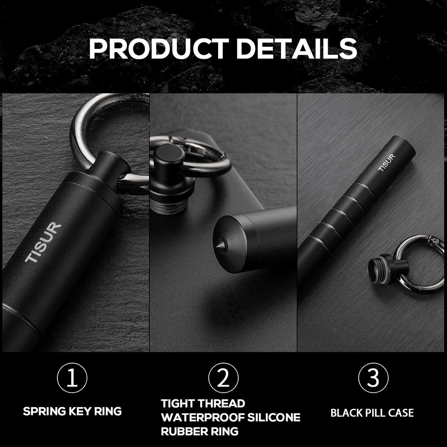 Organizador de Pastillas TISUR de Titanio Negro, Caja EDC Compacta