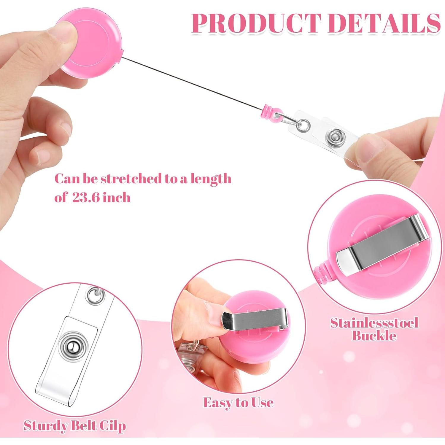 Portacarnets Retráctiles BESARME 30 Piezas Clip Giratorio