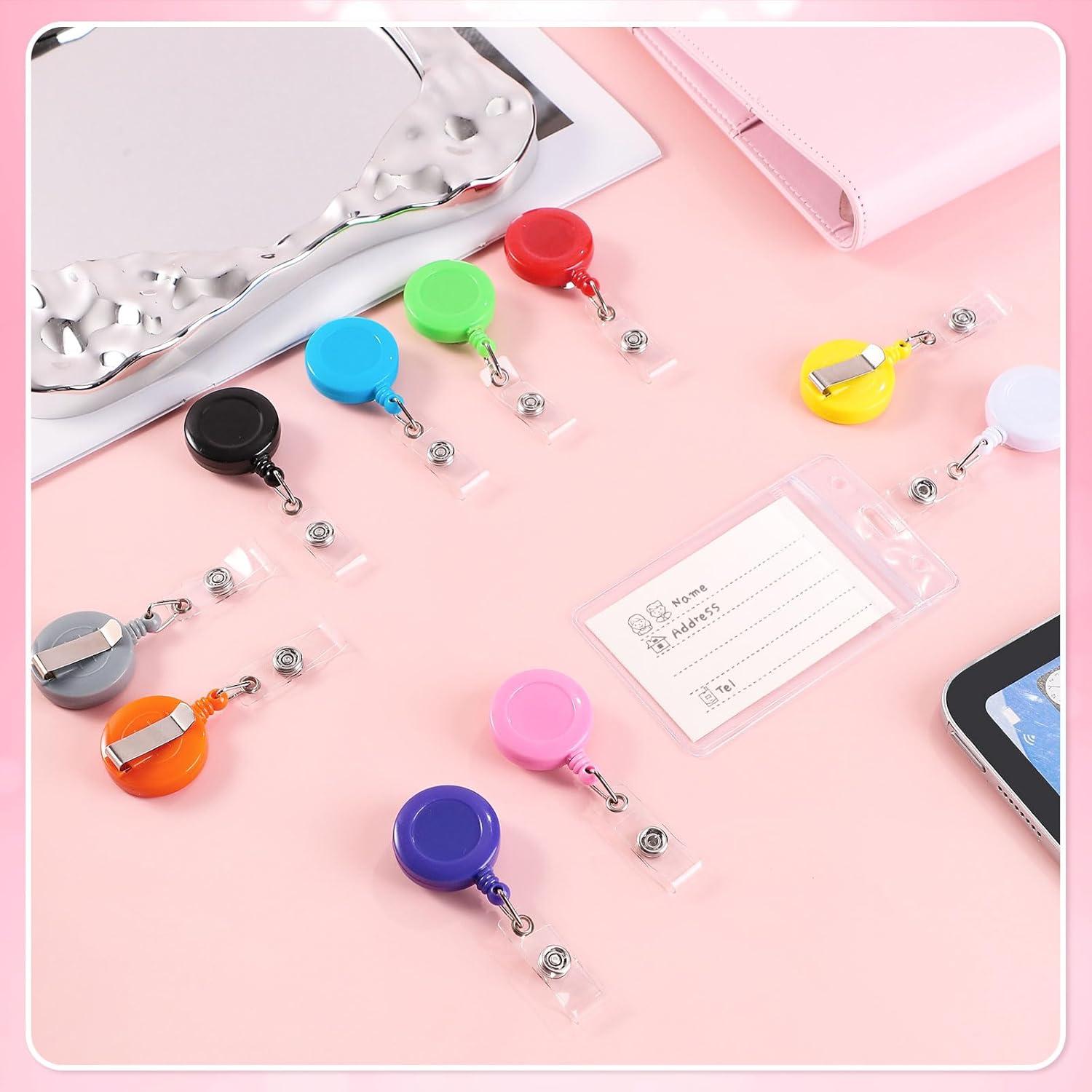 Portacarnets Retráctiles BESARME 30 Piezas Clip Giratorio