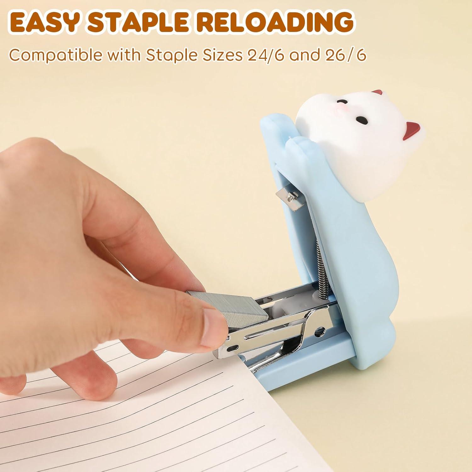 Grapadora Mini Honagu Azul de Silicona para Oficina y Escuela