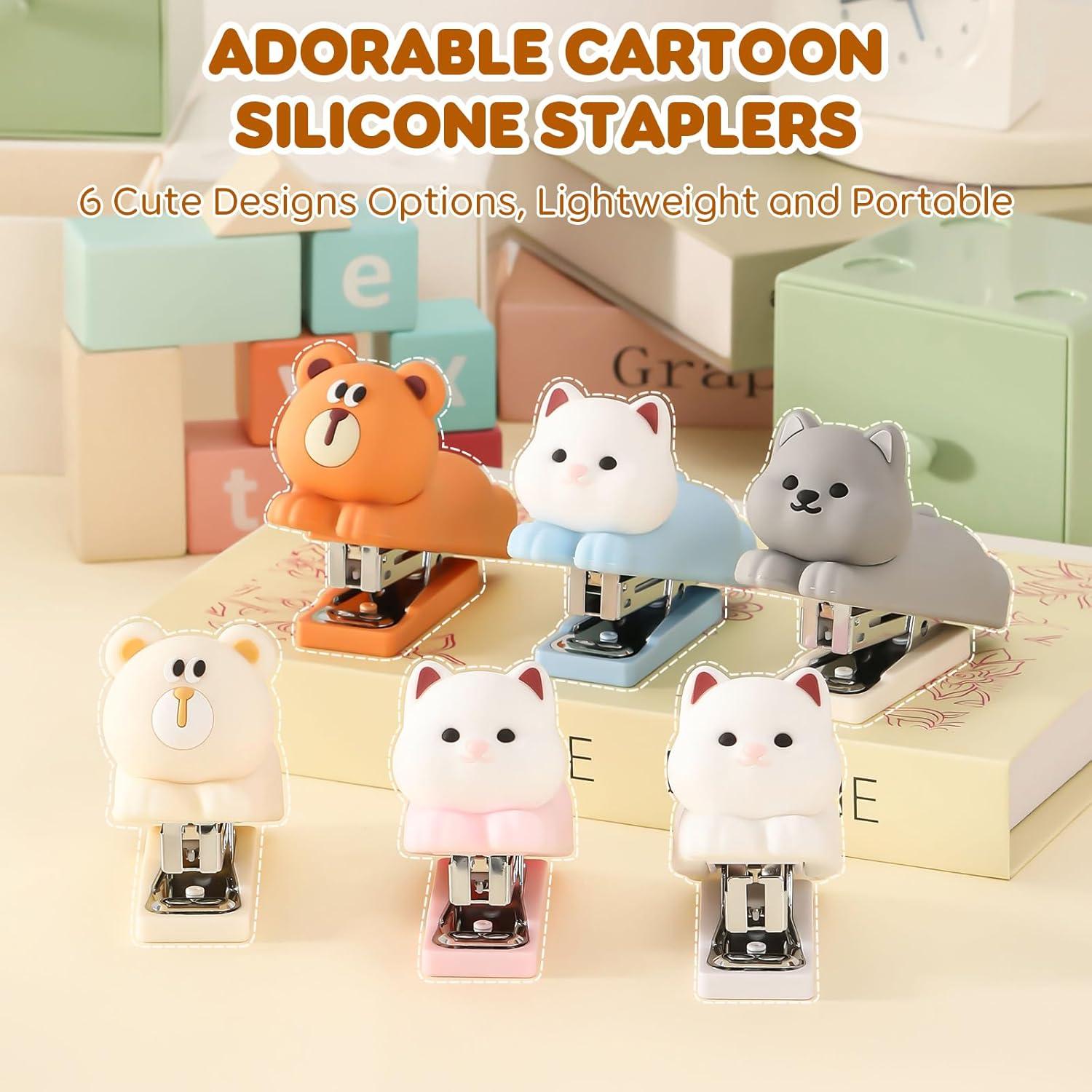 Grapadora Mini Honagu Azul de Silicona para Oficina y Escuela