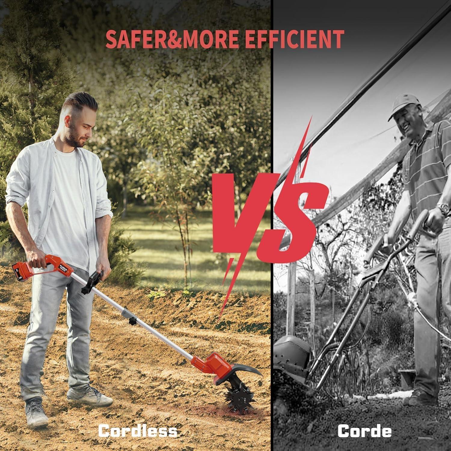 Cultivador Eléctrico Inalámbrico NAOKEV 18V 300W 360RPM