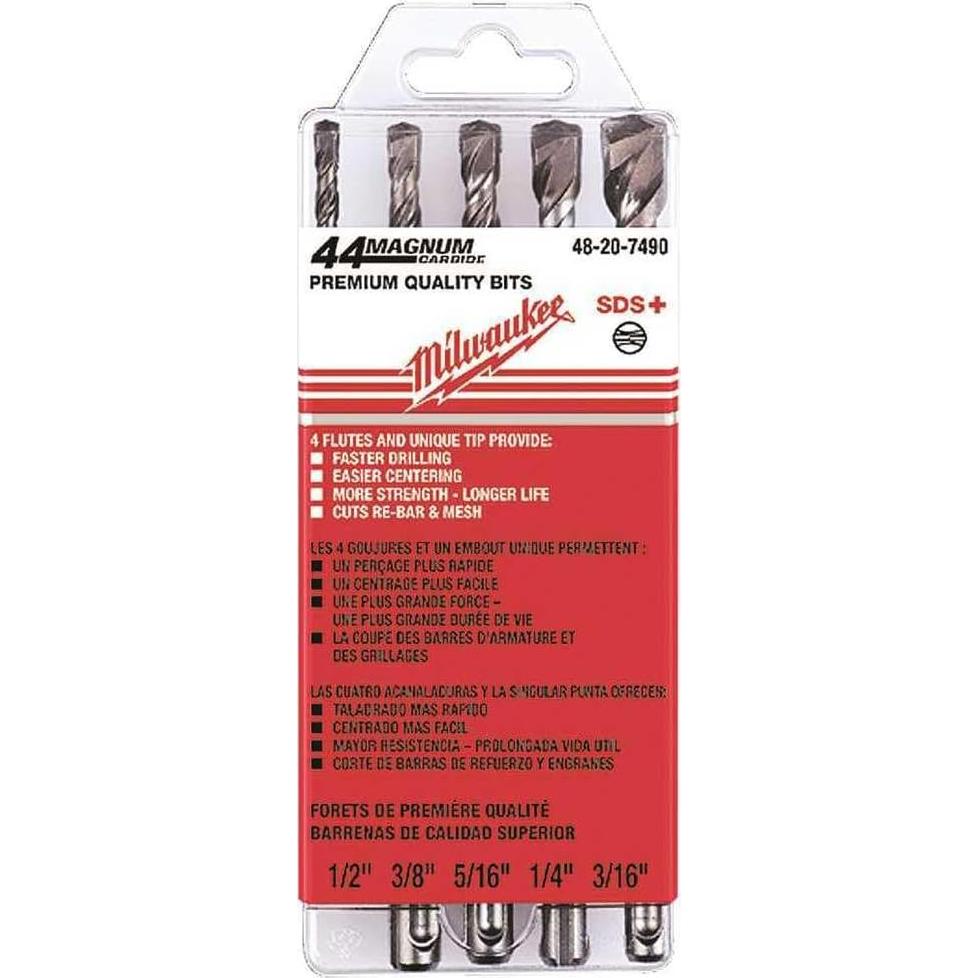Brocas de Carburo Milwaukee SDS-Plus 5 Piezas 4.8-12.7 mm