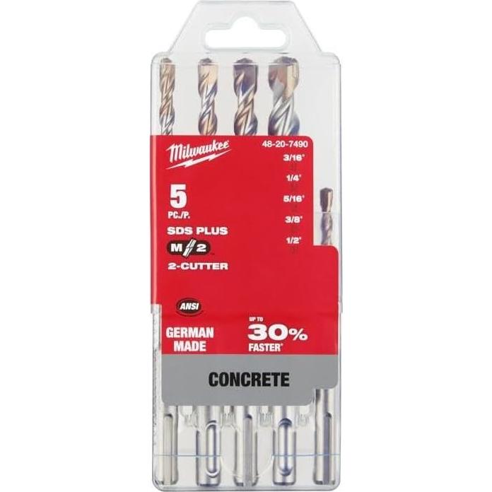 Brocas de Carburo Milwaukee SDS-Plus 5 Piezas 4.8-12.7 mm