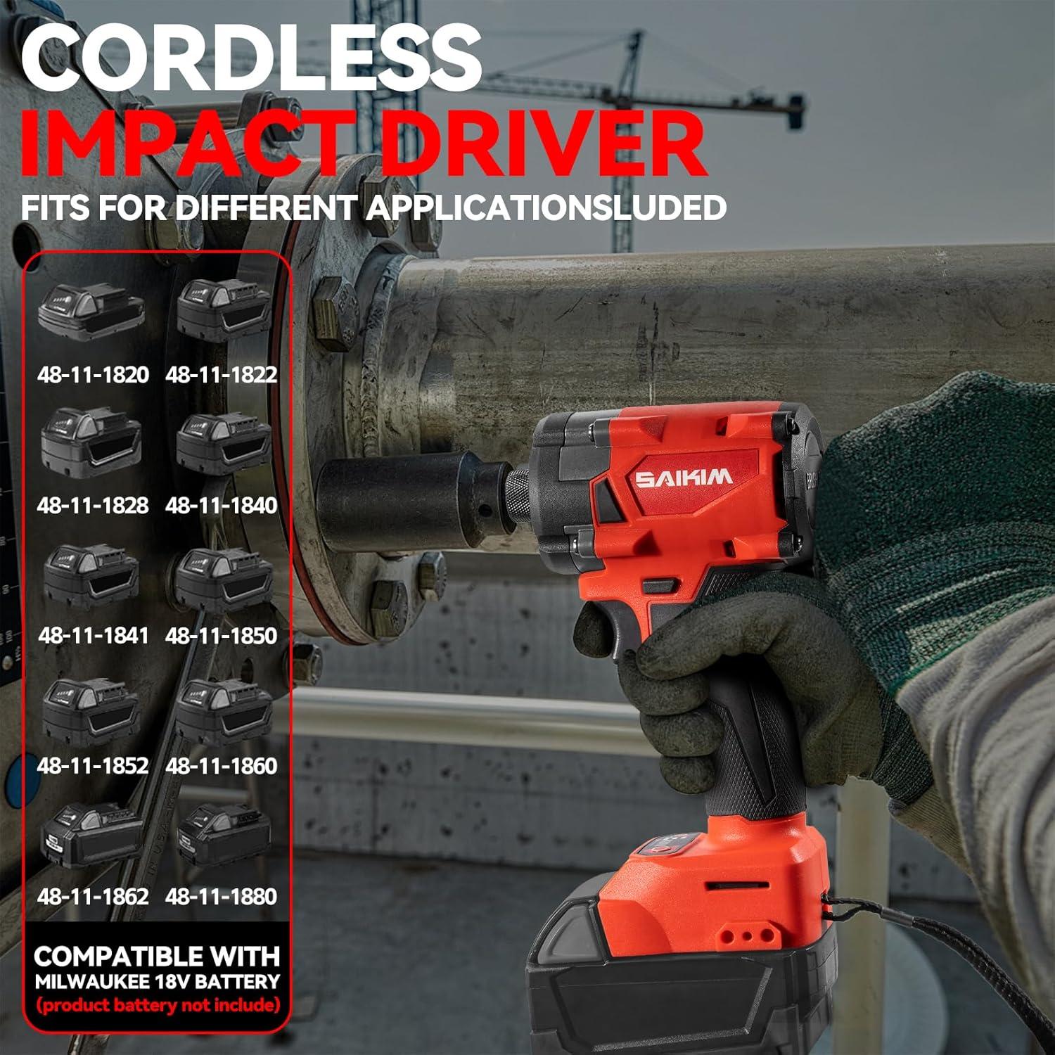 Destornillador de impacto inalámbrico SAIKIM 18V 2000 Nm LED