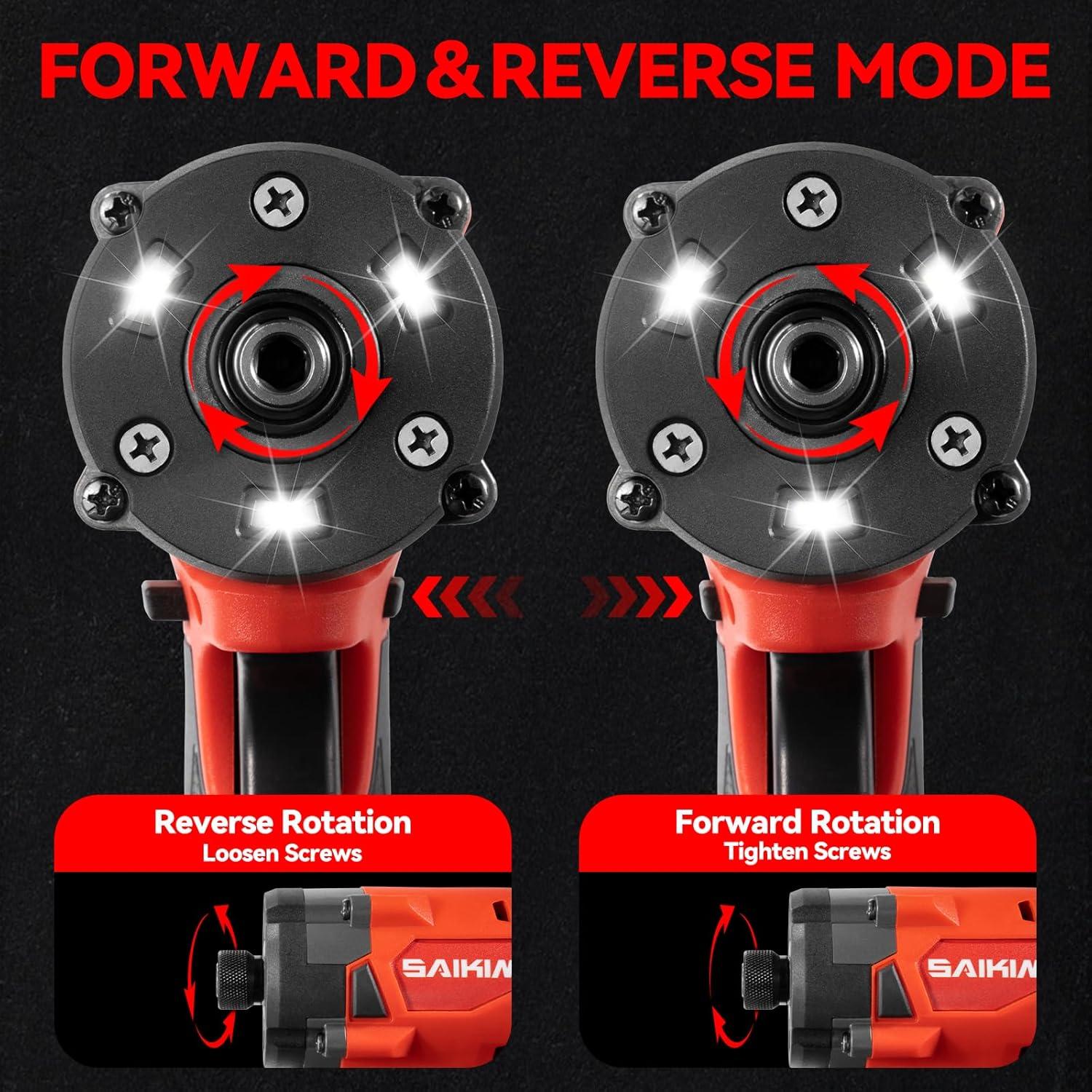 Destornillador de impacto inalámbrico SAIKIM 18V 2000 Nm LED