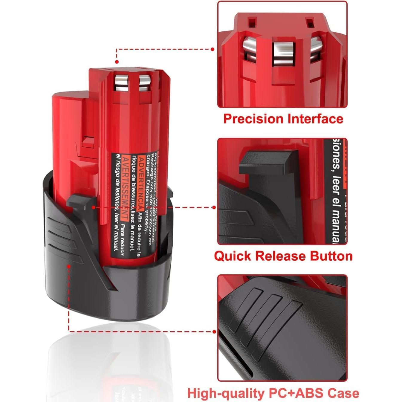 Batería de Reemplazo Milwaukee M12 12V 3.0Ah Litio - Paquete de 2