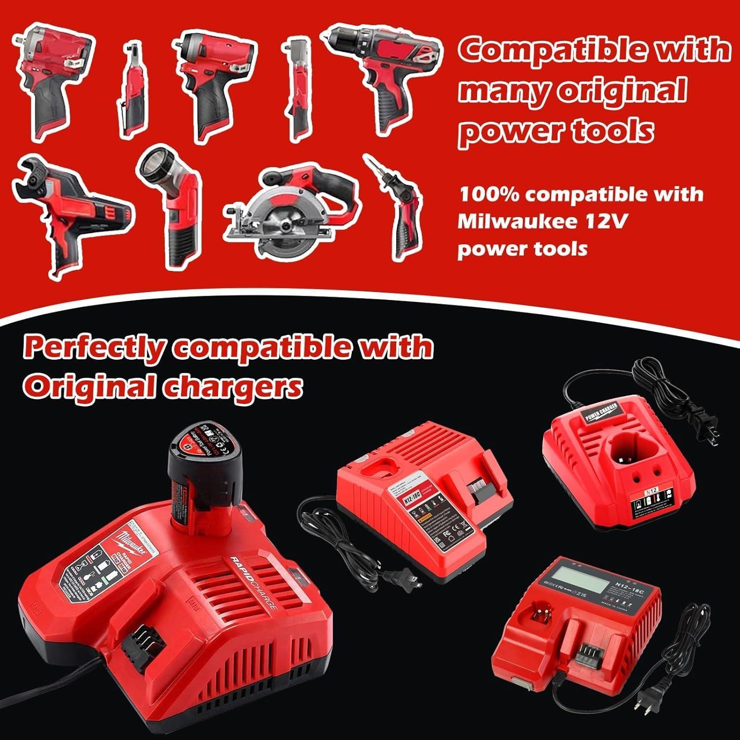 Batería de Reemplazo Milwaukee M12 12V 3.0Ah Litio - Paquete de 2