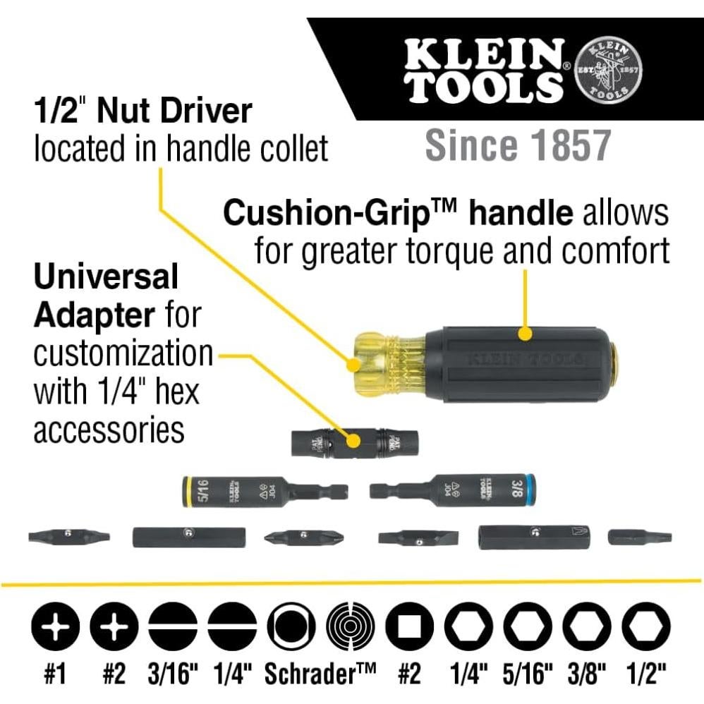 Destornillador Multi-Bit Klein Tools 11 en 1 Impacto 32527HD