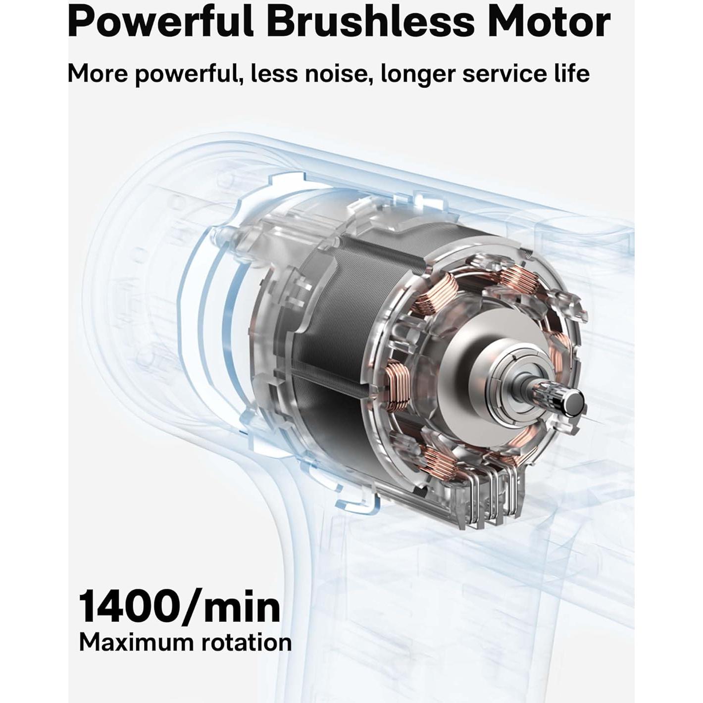 Taladro Inalámbrico HOTO 12V Sin Escobillas 30N·m LED 1400RPM