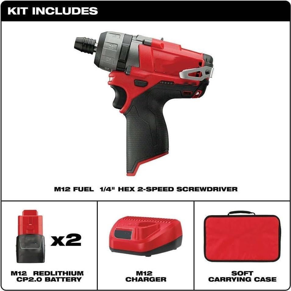Destornillador Milwaukee M12 FUEL 12V 1/4" Hex 2 Velocidades