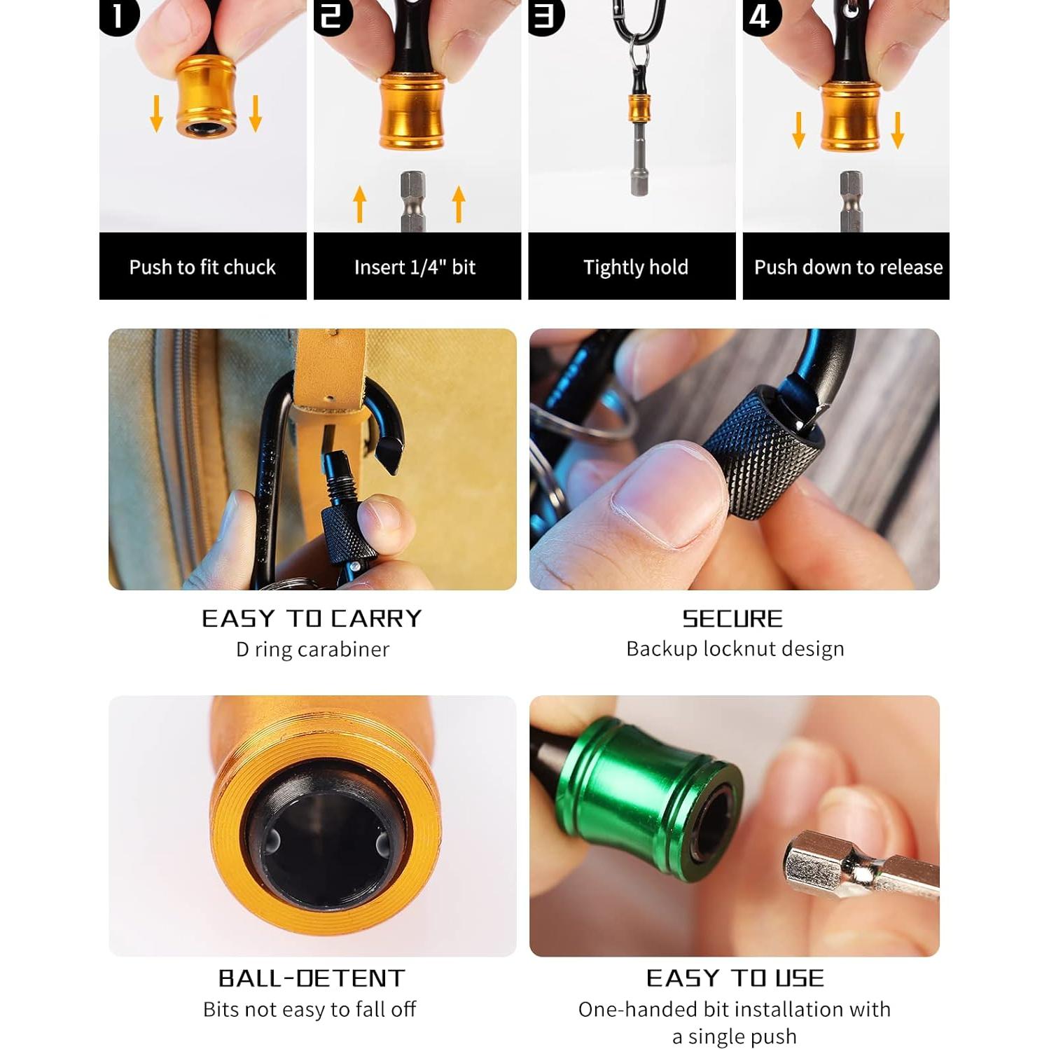 Soporte de Puntas Katerk 1/4 3/8 1/2 Adaptador Hex Rotativo