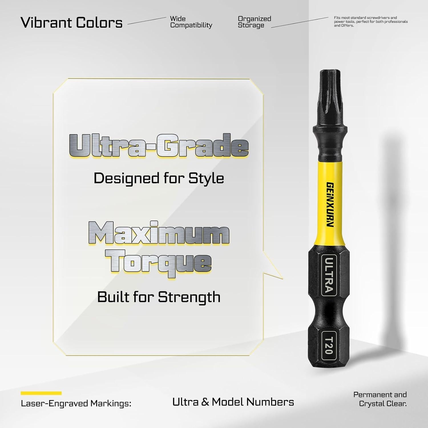 Juego de Puntas de Destornillador Torx GEINXURN 53 Pcs Acero S2