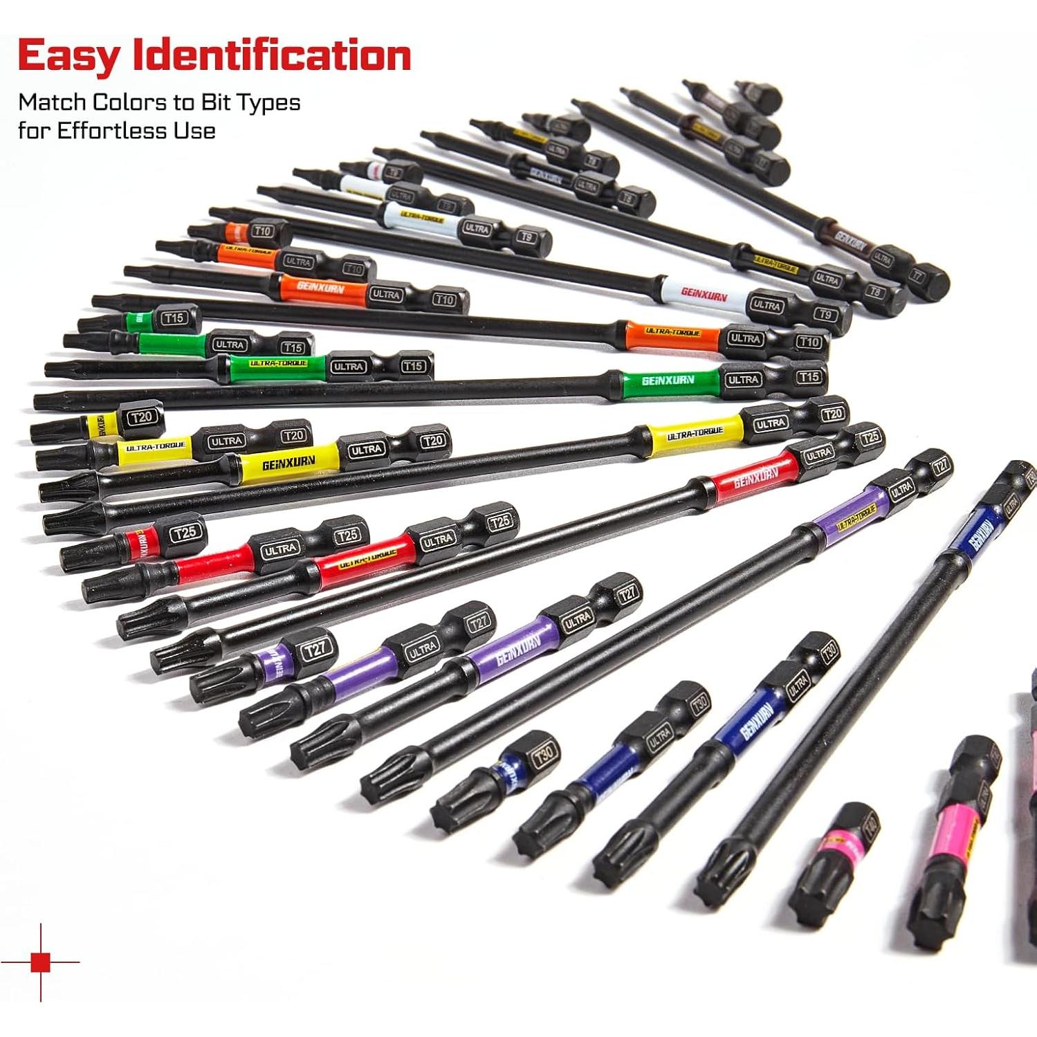 Juego de Puntas de Destornillador Torx GEINXURN 53 Pcs Acero S2