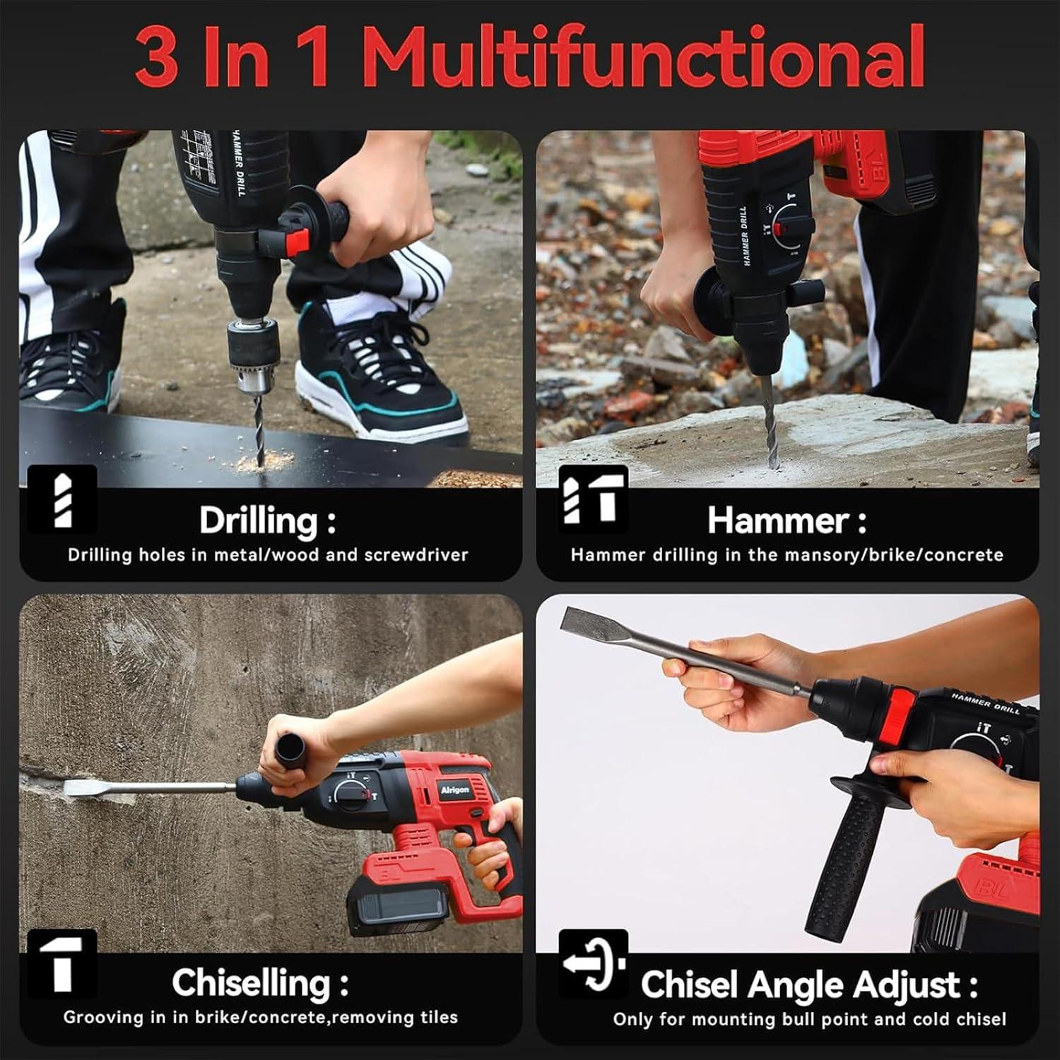 Taladro de Martillo Rotativo Inalámbrico Alrigon 18V 2.6J