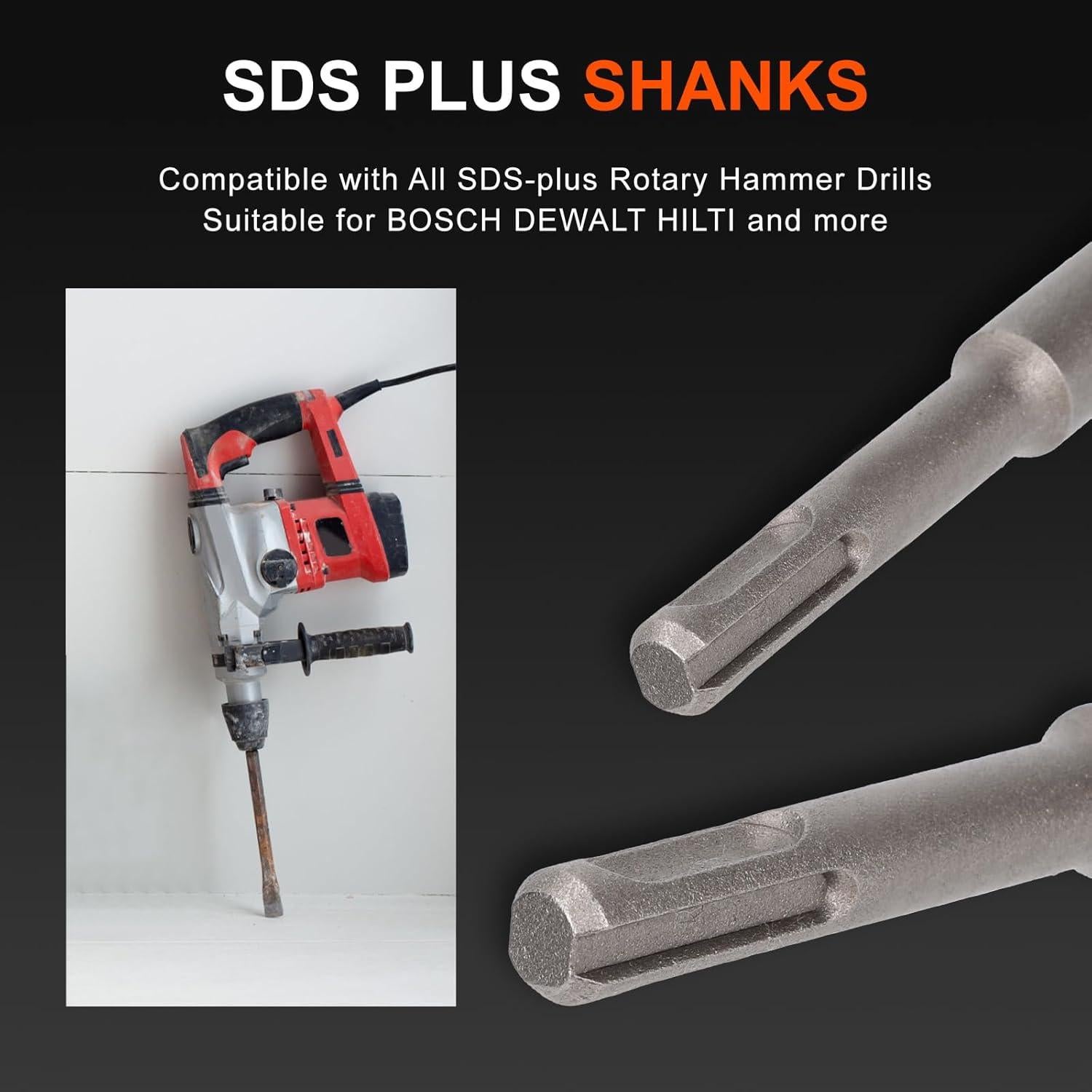 Juego de Cinceles SDS Plus COMOWARE 6 Piezas Acero 40Cr