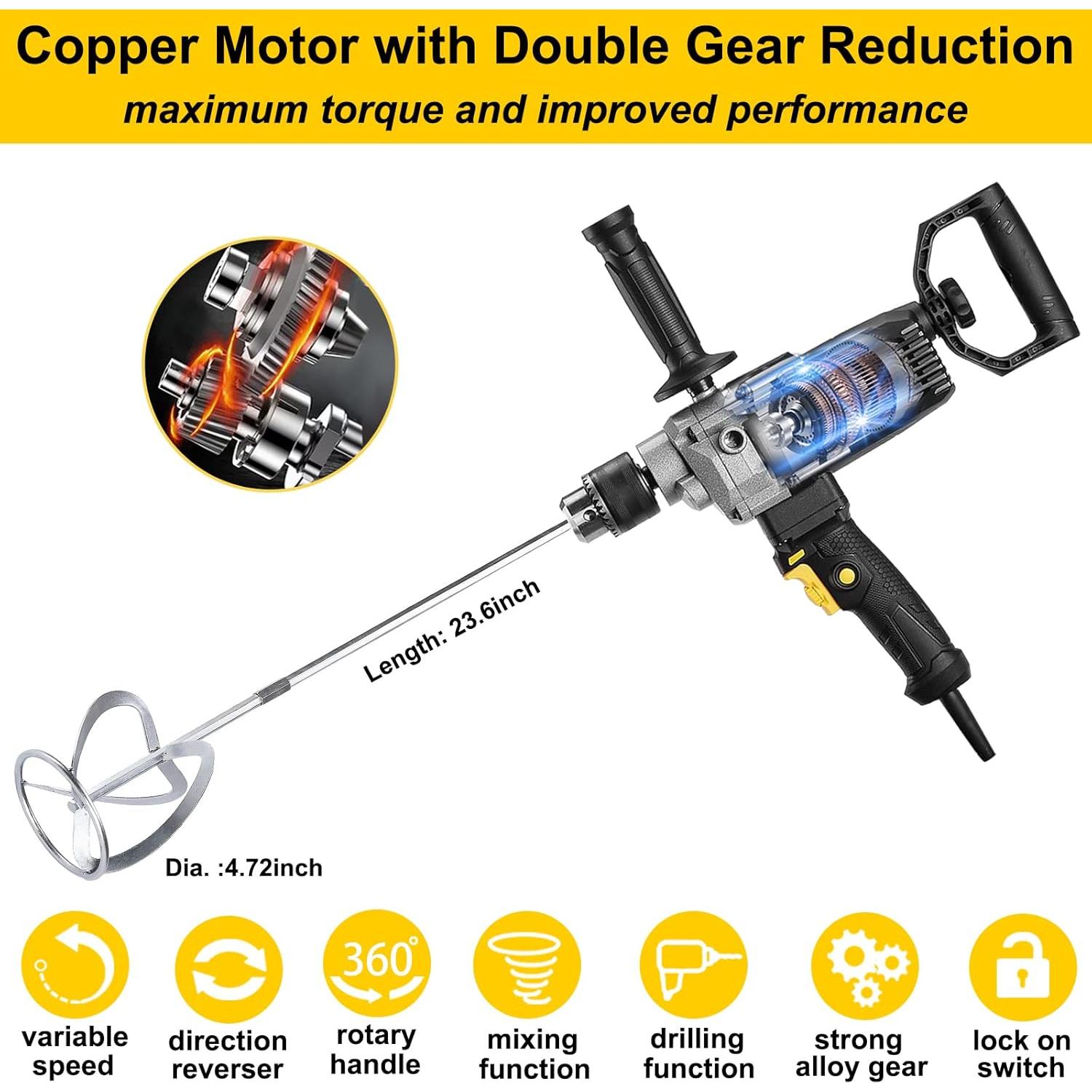 Mezclador de Taladro ROLAYSEE TOOLS 10A 1200W 5/8" Velocidad Variable