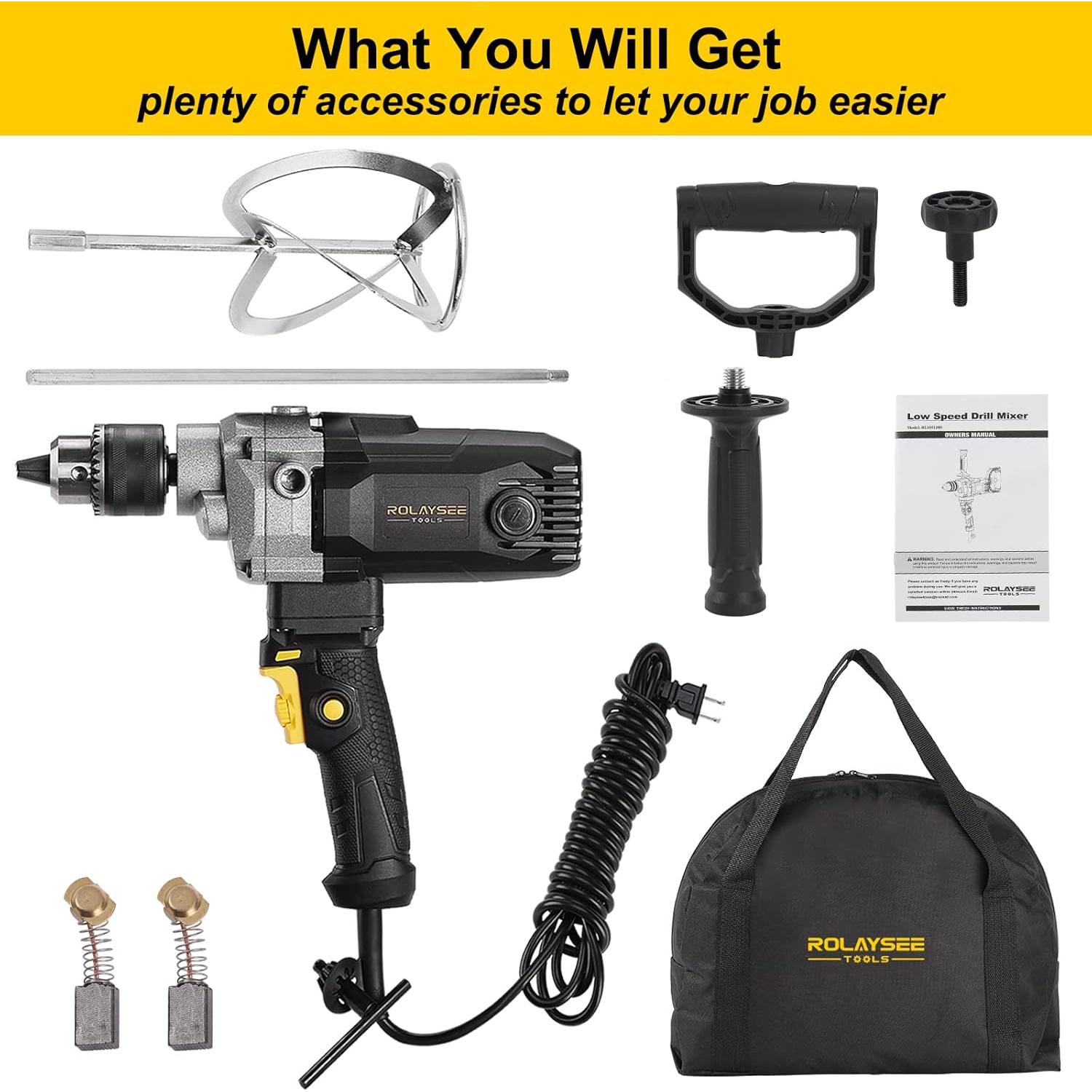 Mezclador de Taladro ROLAYSEE TOOLS 10A 1200W 5/8" Velocidad Variable