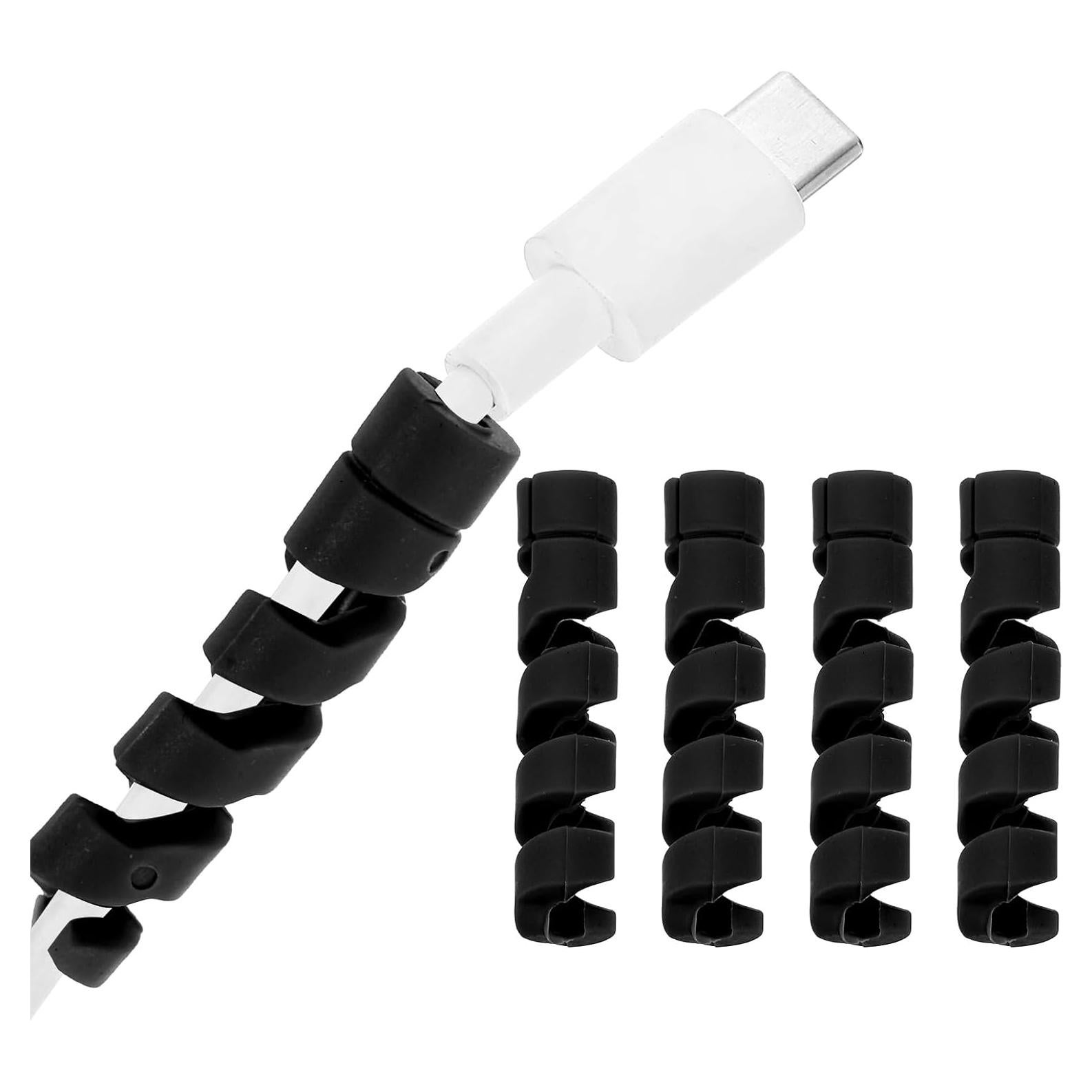 Protector de Cable Espiral uxcell 24 Piezas Negro 35x7.6mm