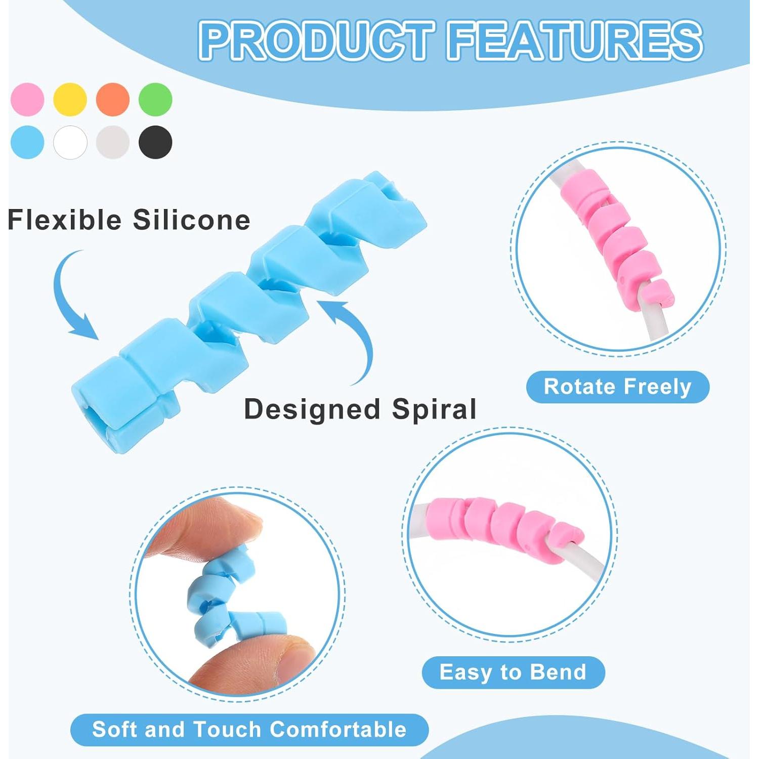 Protector de Cable Espiral uxcell 24 Piezas Negro 35x7.6mm