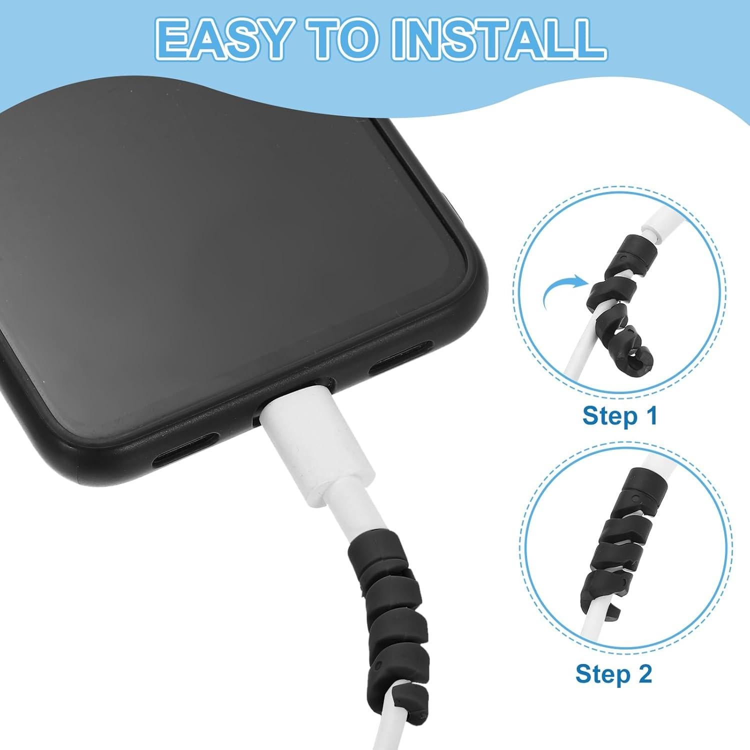 Protector de Cable Espiral uxcell 24 Piezas Negro 35x7.6mm