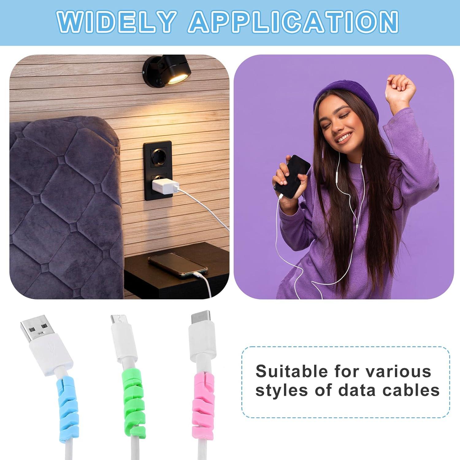 Protector de Cable Espiral uxcell 24 Piezas Negro 35x7.6mm