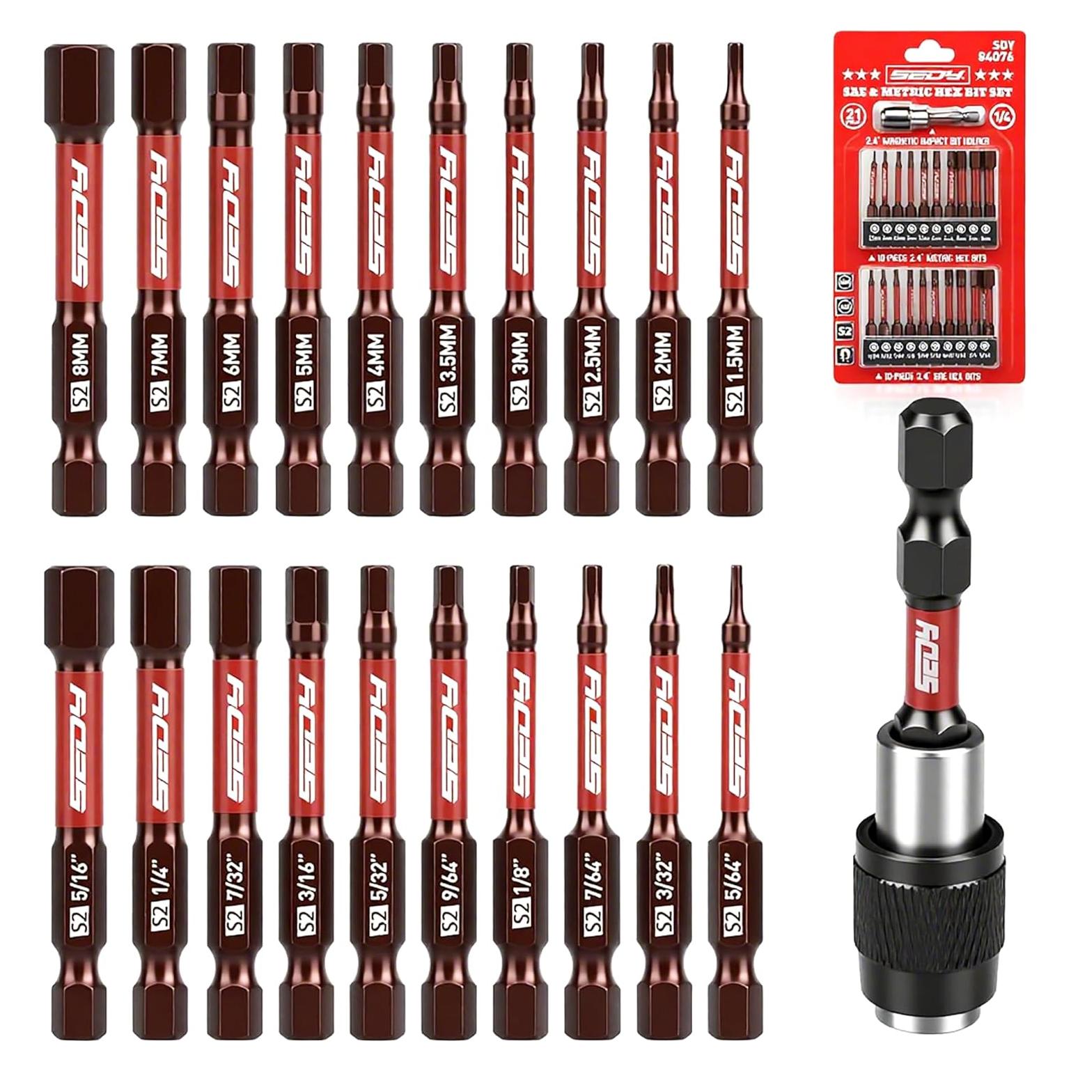 Juego de 21 Piezas de Brocas Hexagonales SEDY 1.5mm a 8mm