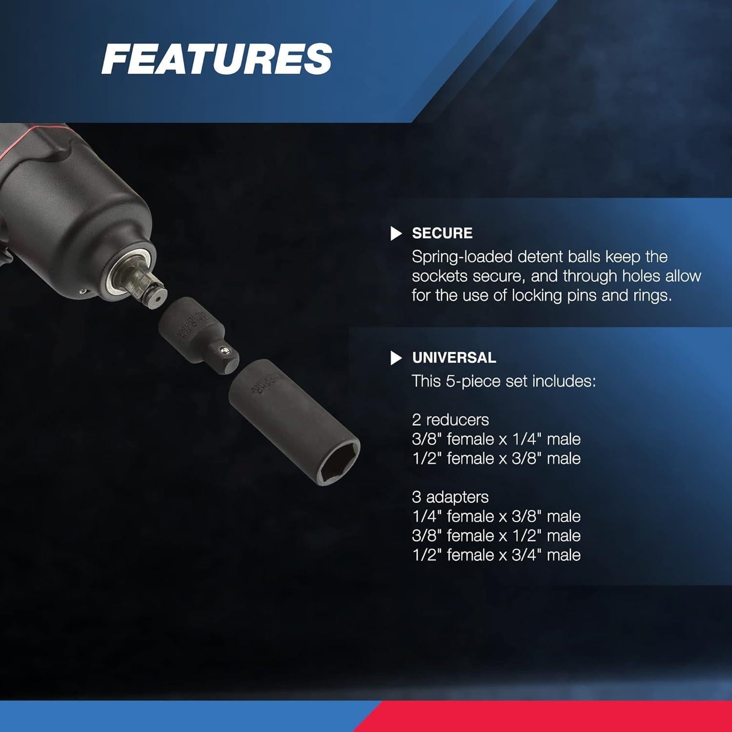 Juego de Adaptadores de Impacto NEIKO 30249A 5 Piezas