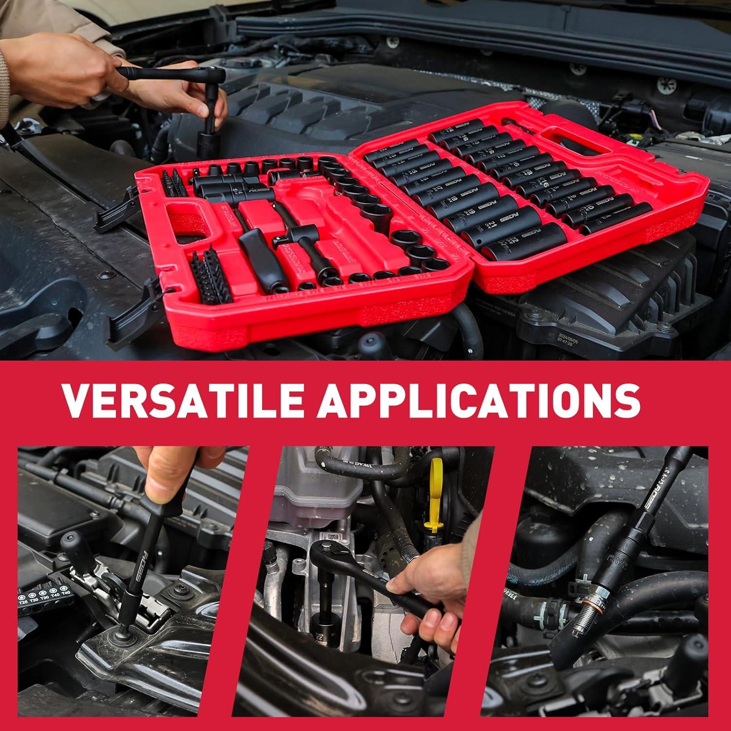 Juego de 96 Piezas Llave de Impacto 3/8" SEDY Cr-V SAE y Métrico