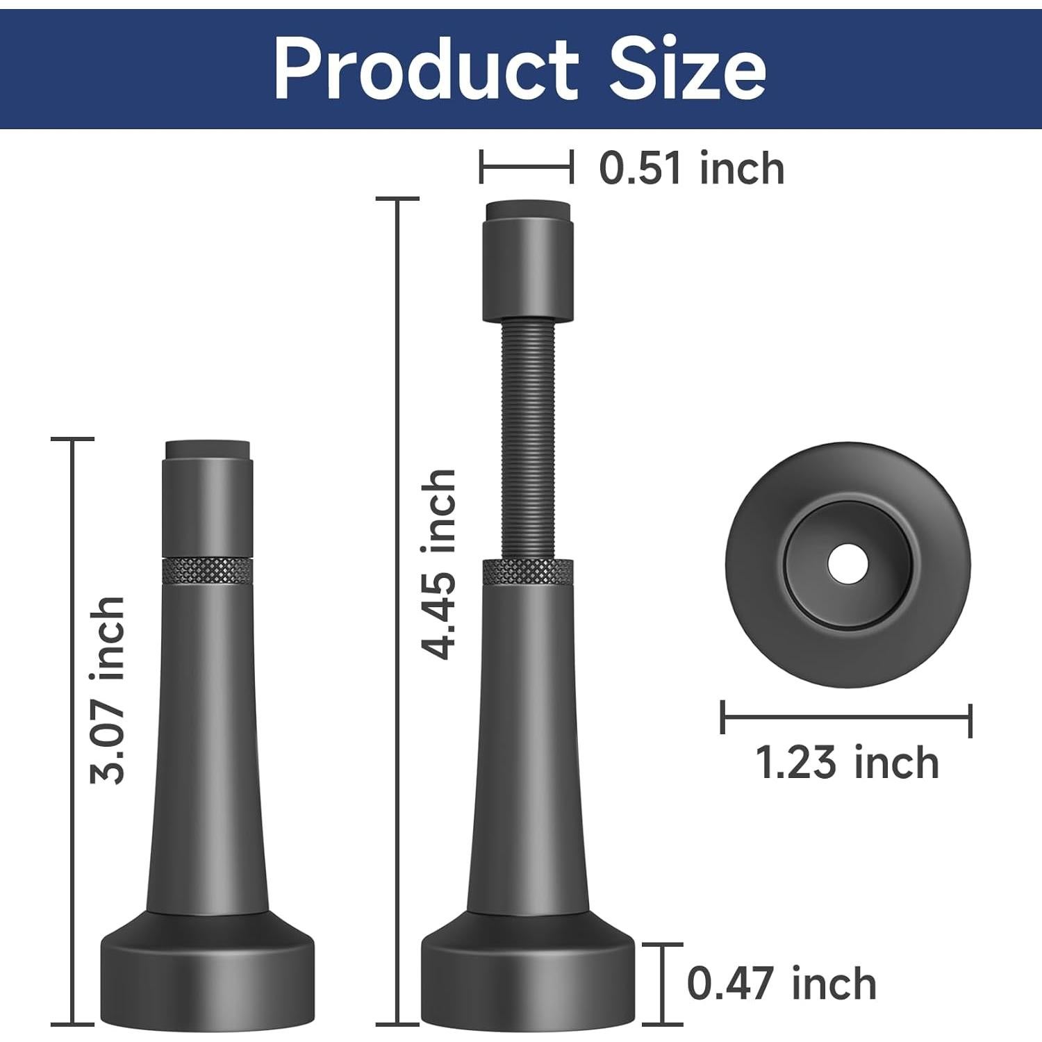 Tope de puerta ajustable Brieieziy negro mate 7.8-11.3cm