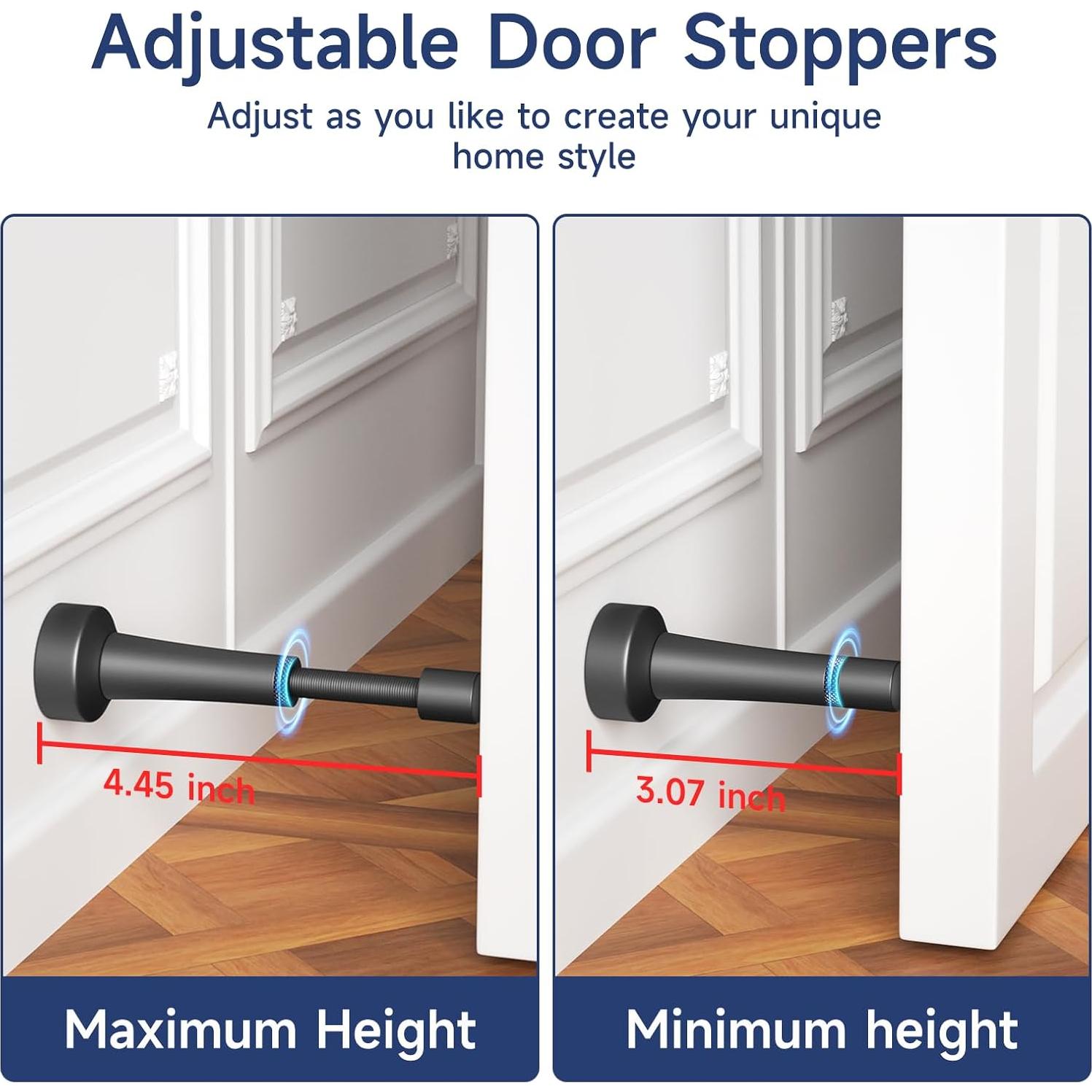 Tope de puerta ajustable Brieieziy negro mate 7.8-11.3cm