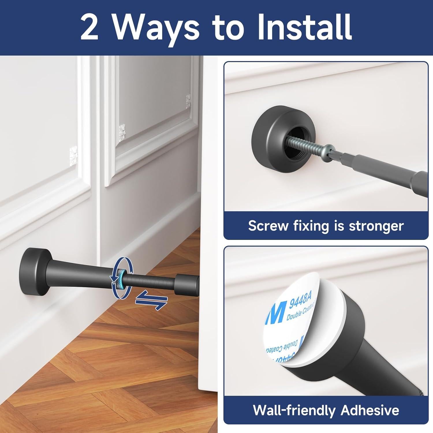 Tope de puerta ajustable Brieieziy negro mate 7.8-11.3cm