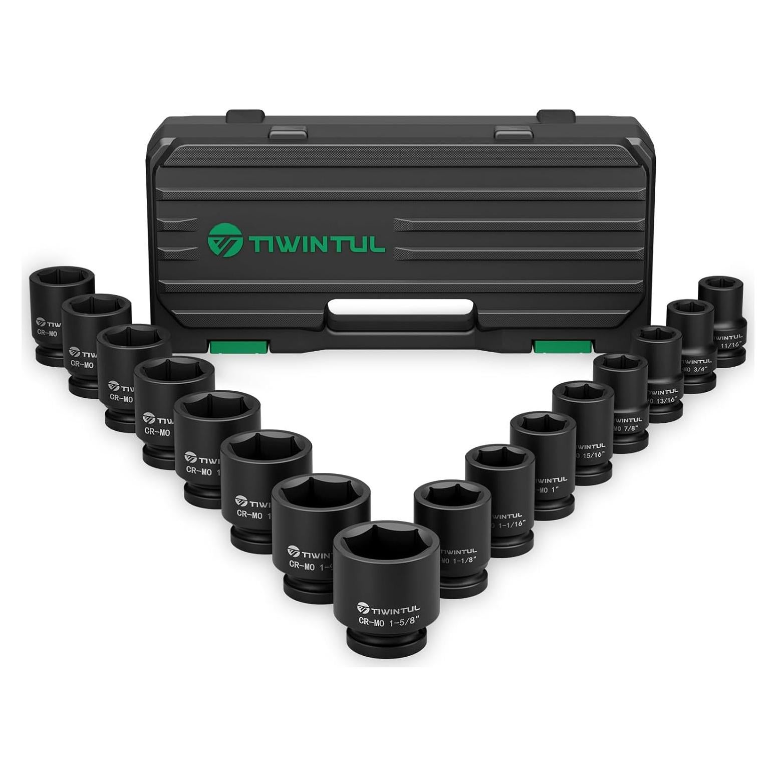 Juego de Enchufes de Impacto 3/4" TIWINTUL 16 Piezas SAE