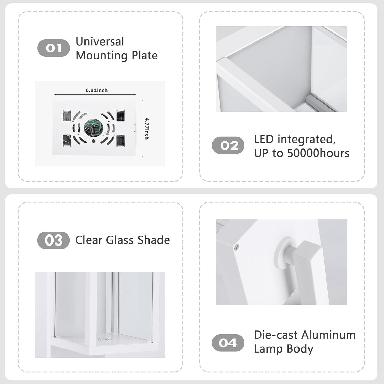 Lustrlach Aplique de Pared LED con Sensor de Movimiento 38cm IP54